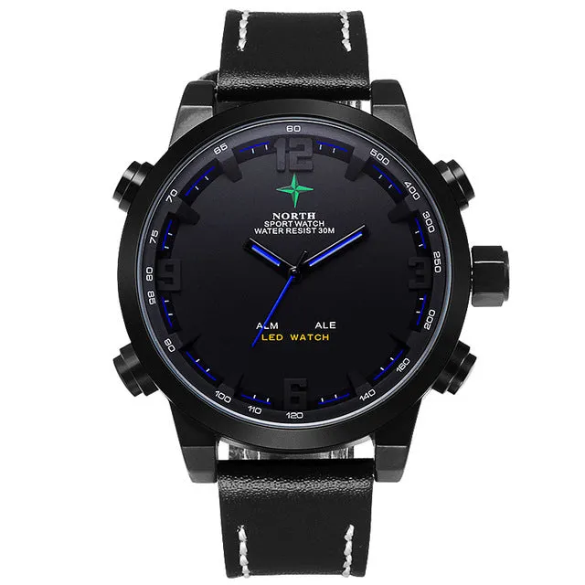 Men Led Digital Watch Military Male Sports Watch Analog Digital-watch LED Stainless Steel Outdoor Quartz Men Watches 2017 Whatch