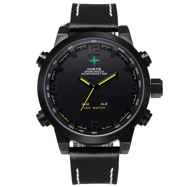 Men Led Digital Watch Military Male Sports Watch Analog Digital-watch LED Stainless Steel Outdoor Quartz Men Watches 2017 Whatch