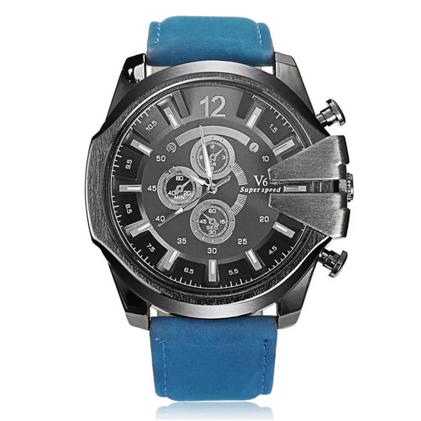 Men Quartz Watch Fashion V6 Watches Men Luxury Brand Analog Sports Military Watch Leather Men's Wristwatches Relogio Masculino