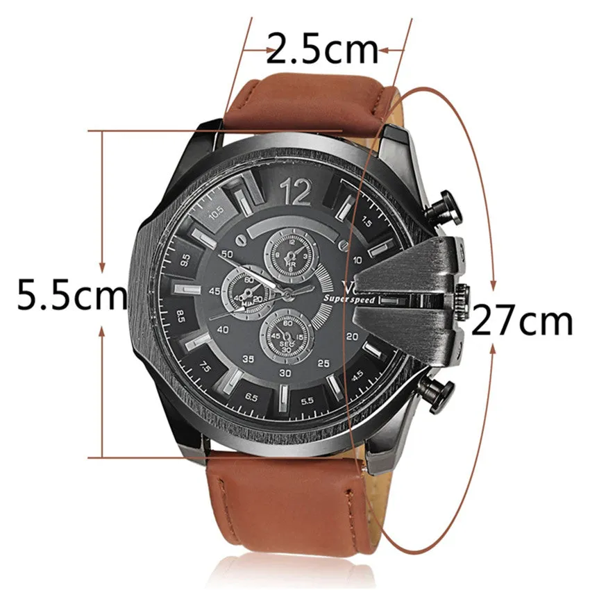 Men Quartz Watch Fashion V6 Watches Men Luxury Brand Analog Sports Military Watch Leather Men's Wristwatches Relogio Masculino