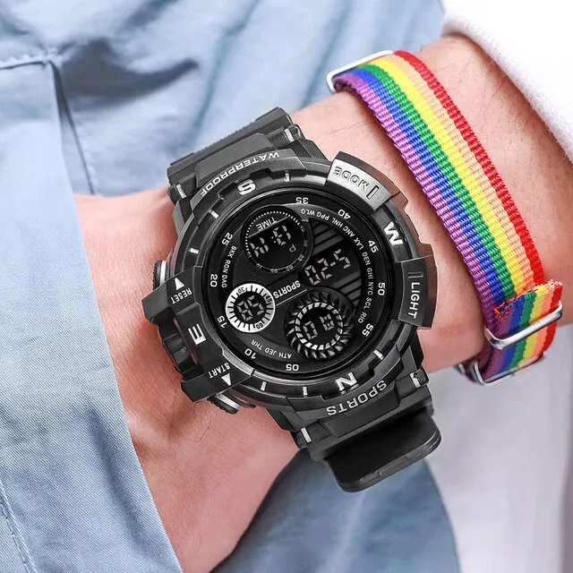 Mens Casual Mascular Sport Digital Analog Watches