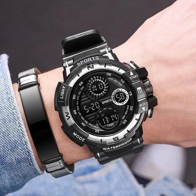 Mens Casual Mascular Sport Digital Analog Watches