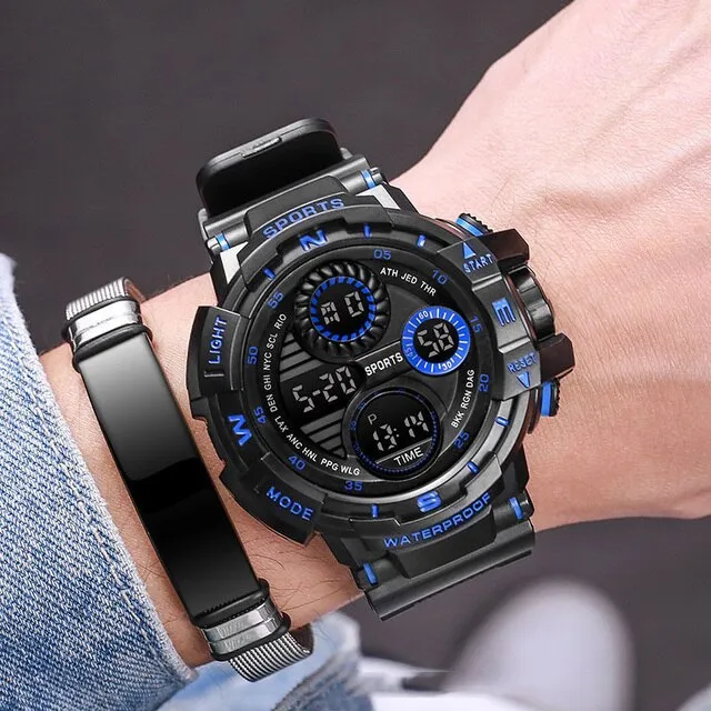 Mens Casual Mascular Sport Digital Analog Watches
