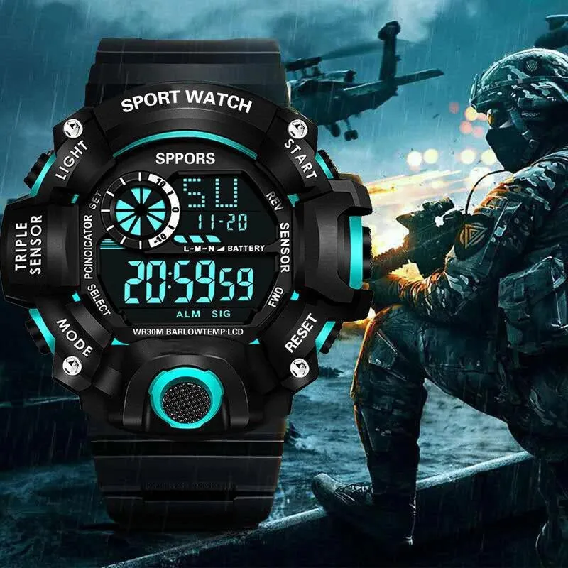 Mens Casual Mascular Sport Digital Analog Watches