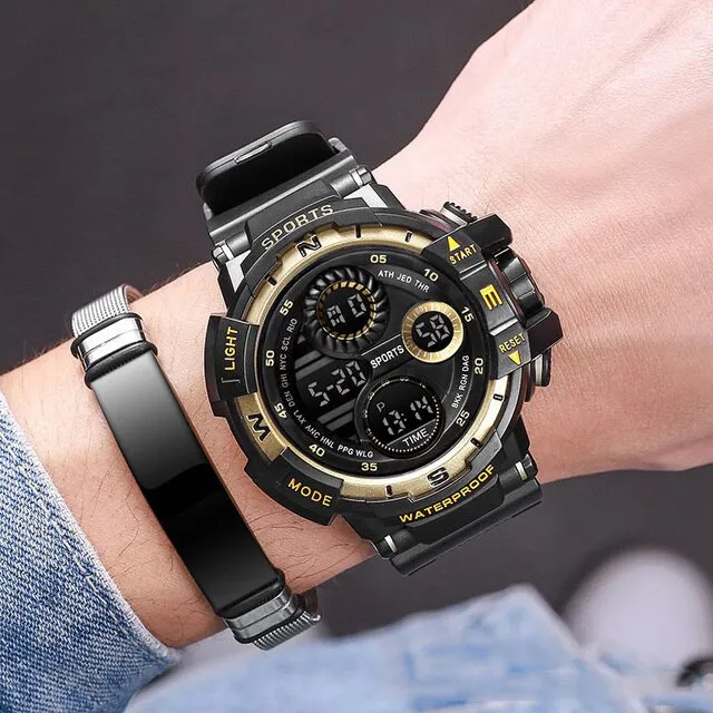 Mens Casual Mascular Sport Digital Analog Watches