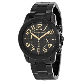 Michael Kors Mercer Chronograph Black Dial Black-plated Ladies Watch MK5858