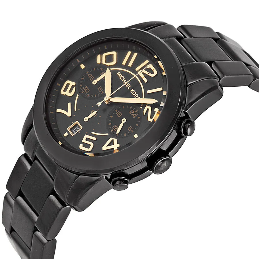 Michael Kors Mercer Chronograph Black Dial Black-plated Ladies Watch MK5858
