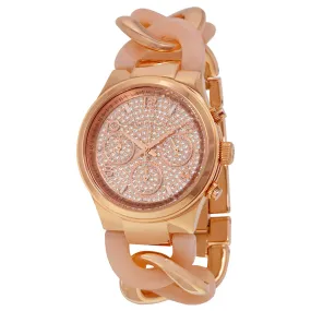 Michael Kors Runway Twist Rose Dial Rose Gold-tone Ladies Watch MK4283
