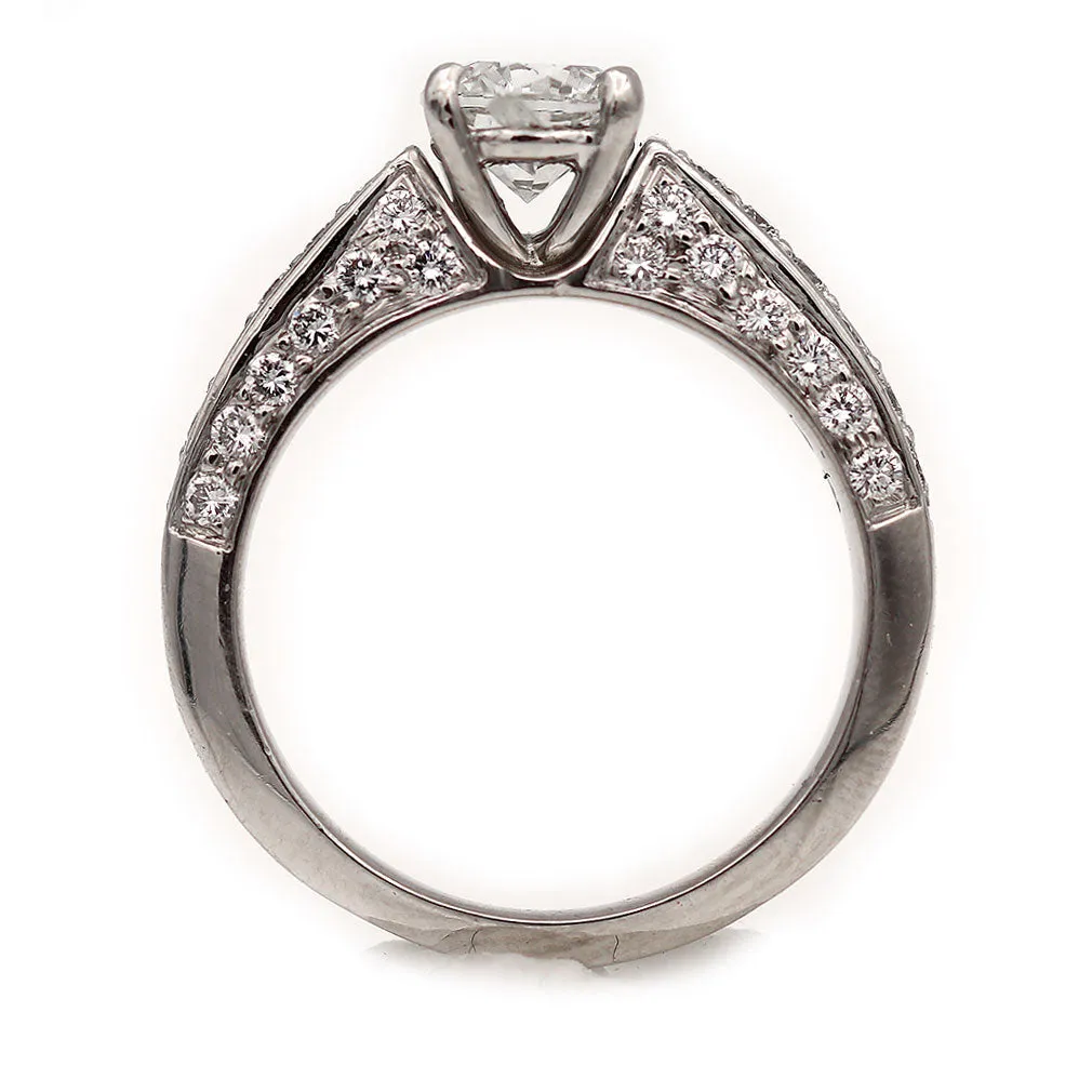 Mid-Century 1.71 CTW Round Diamond 18 Karat White Gold Vintage Engagement Ring GIA H/SI2