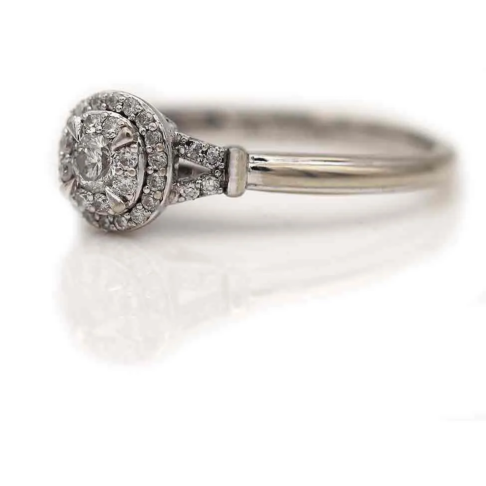 Mid-Century .48 CTW Round Diamond Halo Vintage Engagement Ring