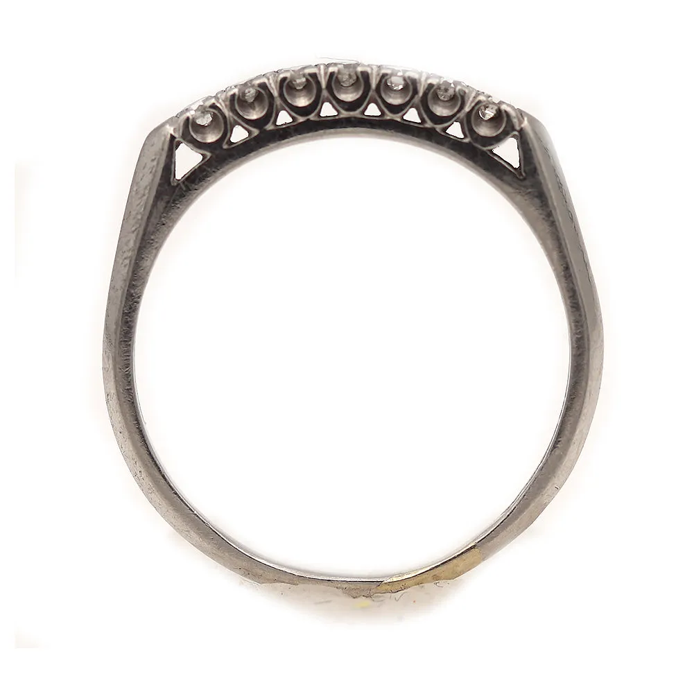 Mid Century Vintage 7 Stone Platinum Single Cut Diamond Stacking Band