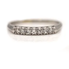 Mid Century Vintage 7 Stone Platinum Single Cut Diamond Stacking Band