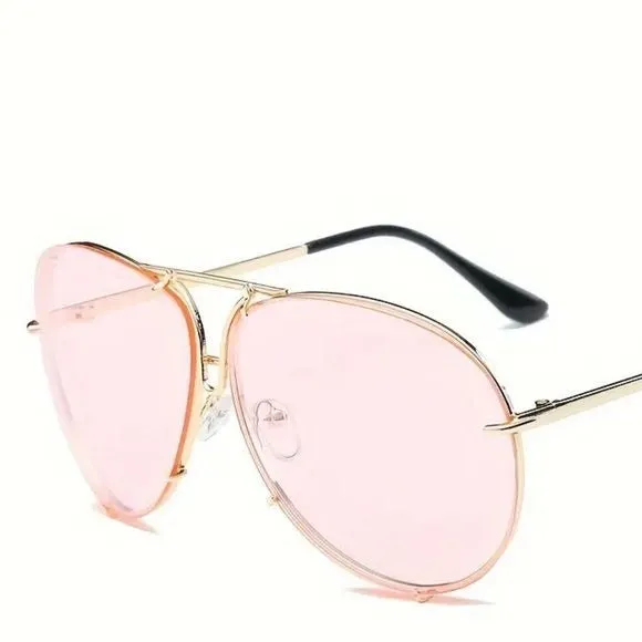 Miz Le Porsche Oversized Aviator Sunnies Ombre Clear or Solid Tinted Sunglasses