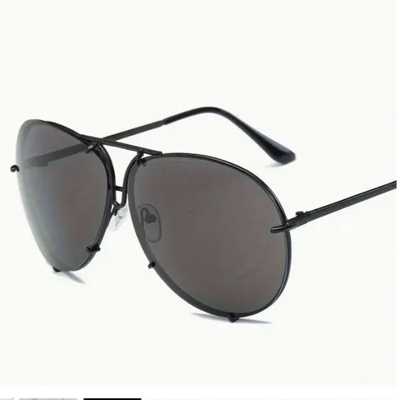 Miz Le Porsche Oversized Aviator Sunnies Ombre Clear or Solid Tinted Sunglasses