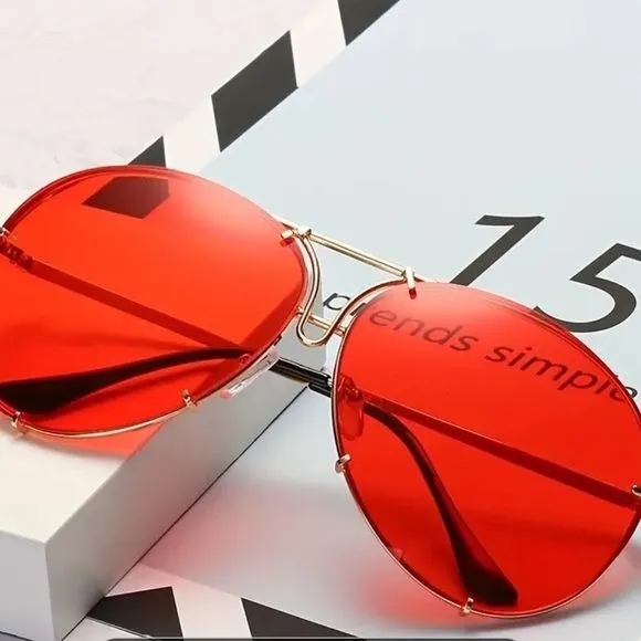 Miz Le Porsche Oversized Aviator Sunnies Ombre Clear or Solid Tinted Sunglasses