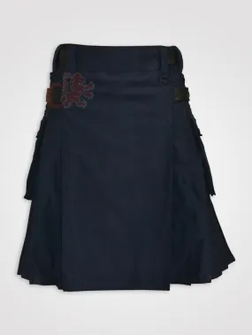 Navy Blue Leather Straps kilt