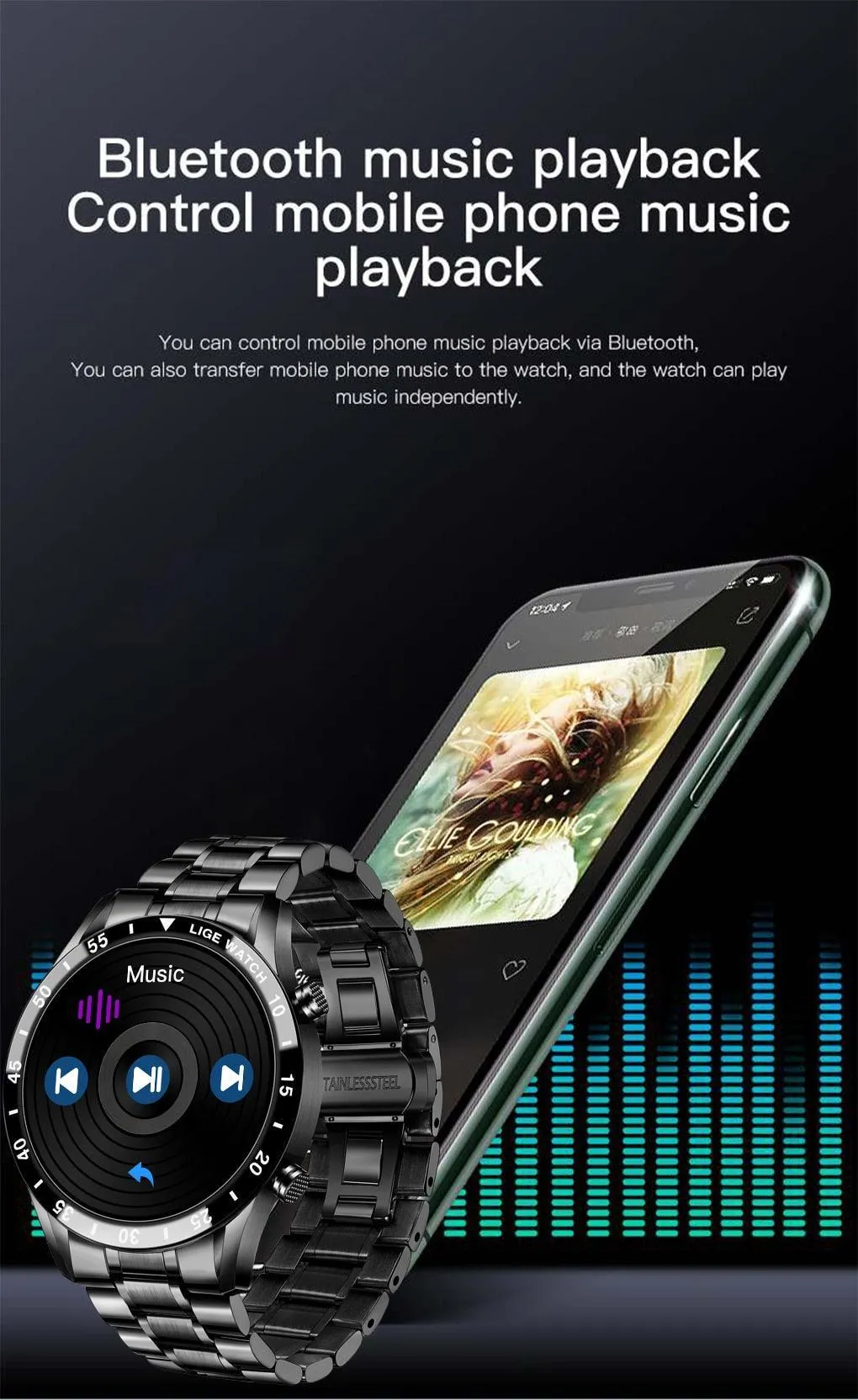 NEW MENS WATCHES - Full circle touch screen steel Band luxury Bluetooth call Sport Activity Smart watch