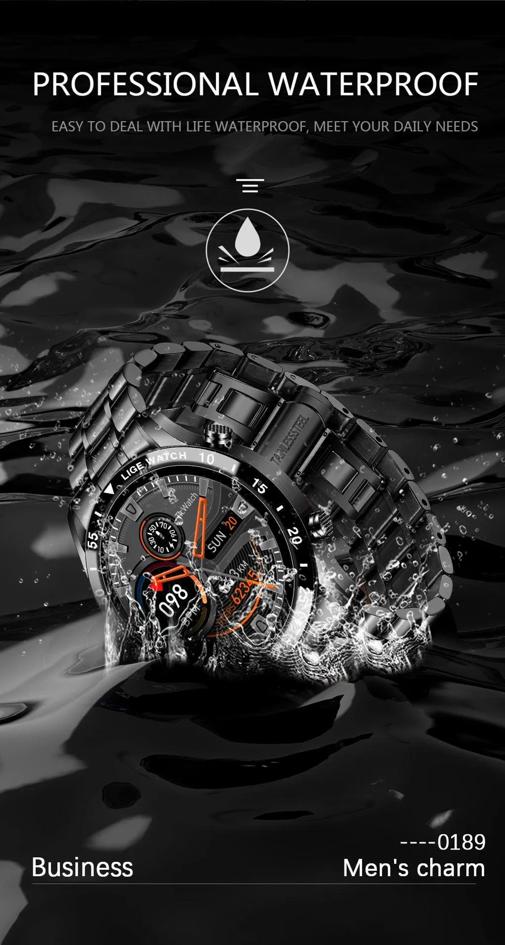 NEW MENS WATCHES - Full circle touch screen steel Band luxury Bluetooth call Sport Activity Smart watch