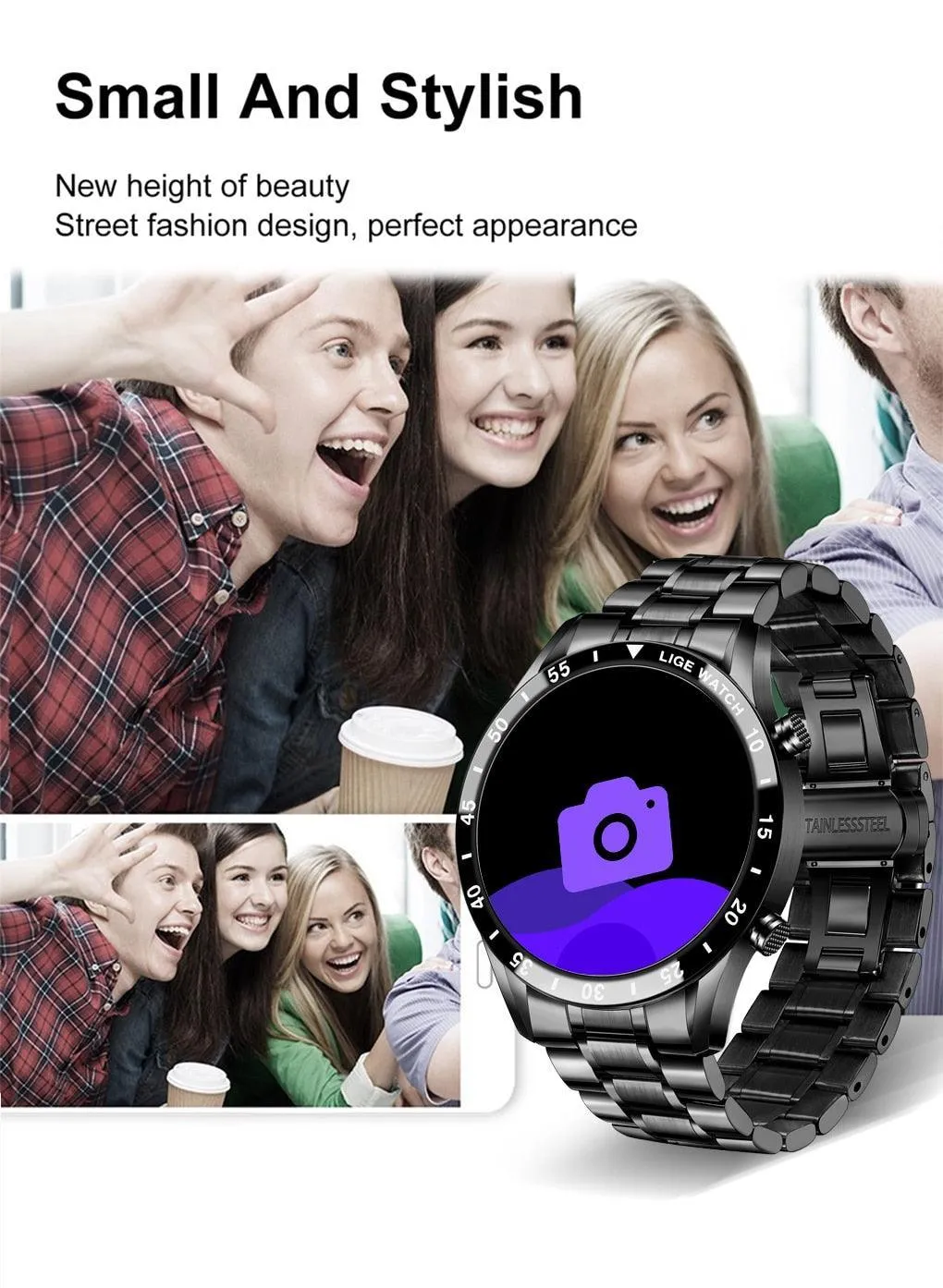 NEW MENS WATCHES - Full circle touch screen steel Band luxury Bluetooth call Sport Activity Smart watch