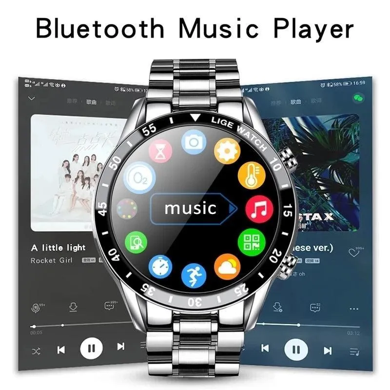 NEW MENS WATCHES - Full circle touch screen steel Band luxury Bluetooth call Sport Activity Smart watch