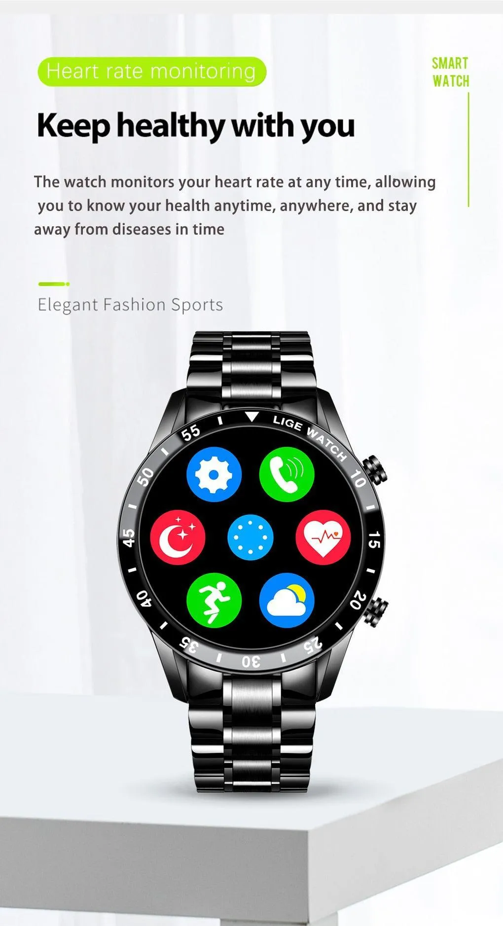 NEW MENS WATCHES - Full circle touch screen steel Band luxury Bluetooth call Sport Activity Smart watch