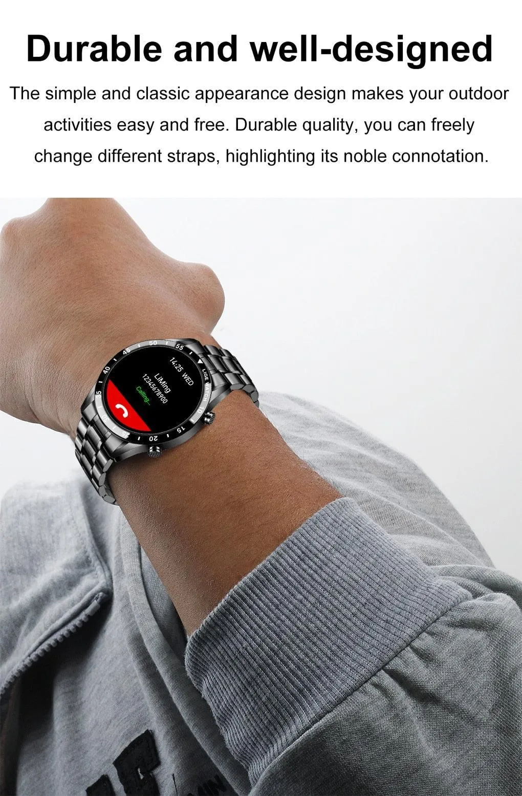 NEW MENS WATCHES - Full circle touch screen steel Band luxury Bluetooth call Sport Activity Smart watch