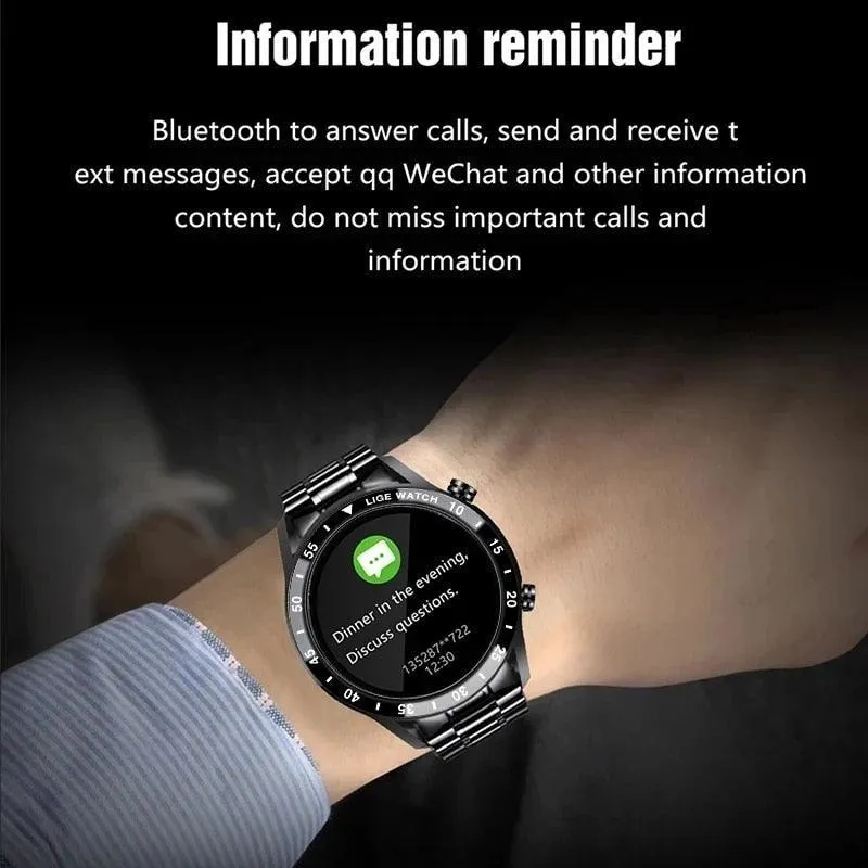 NEW MENS WATCHES - Full circle touch screen steel Band luxury Bluetooth call Sport Activity Smart watch