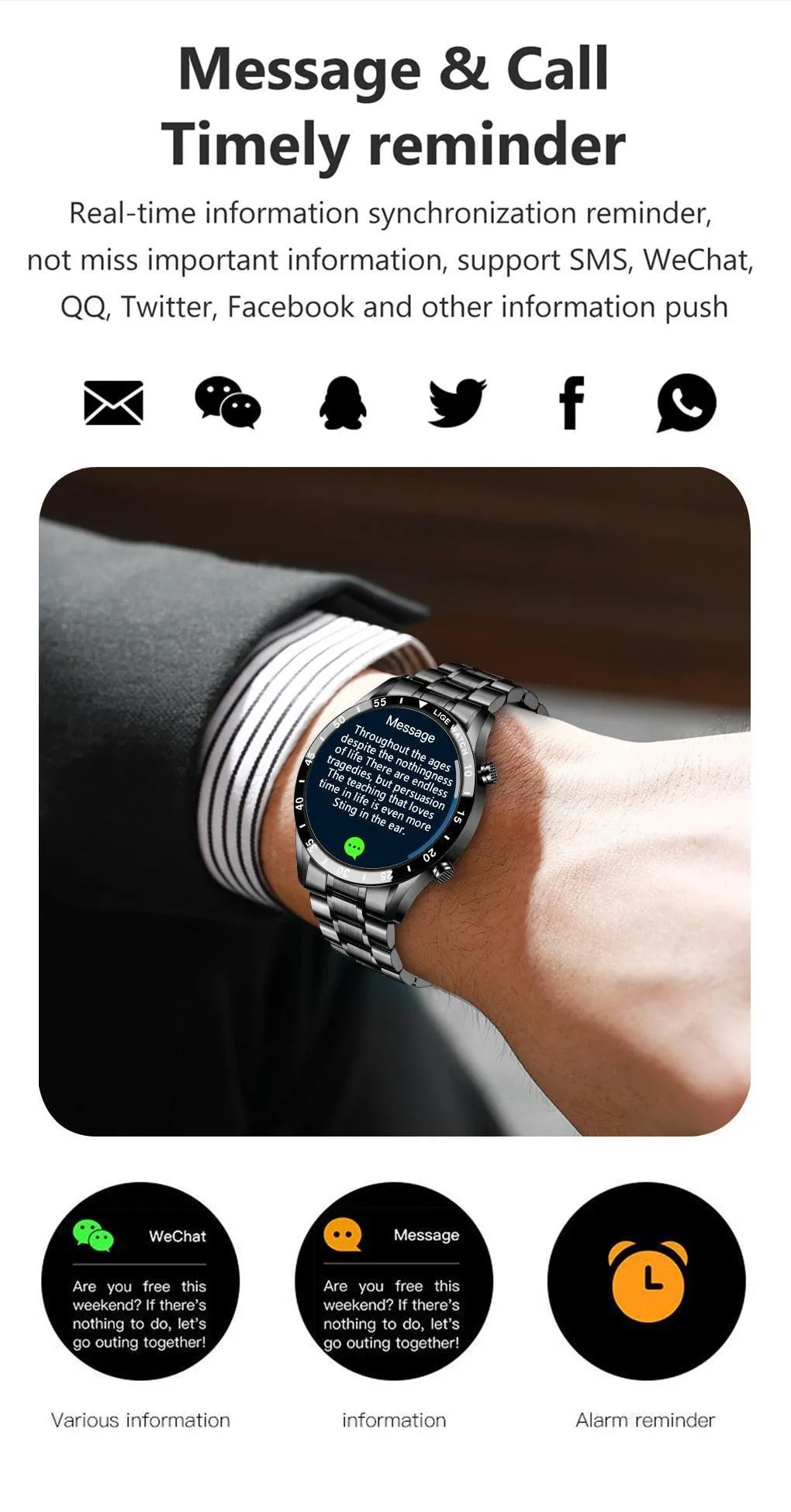 NEW MENS WATCHES - Full circle touch screen steel Band luxury Bluetooth call Sport Activity Smart watch