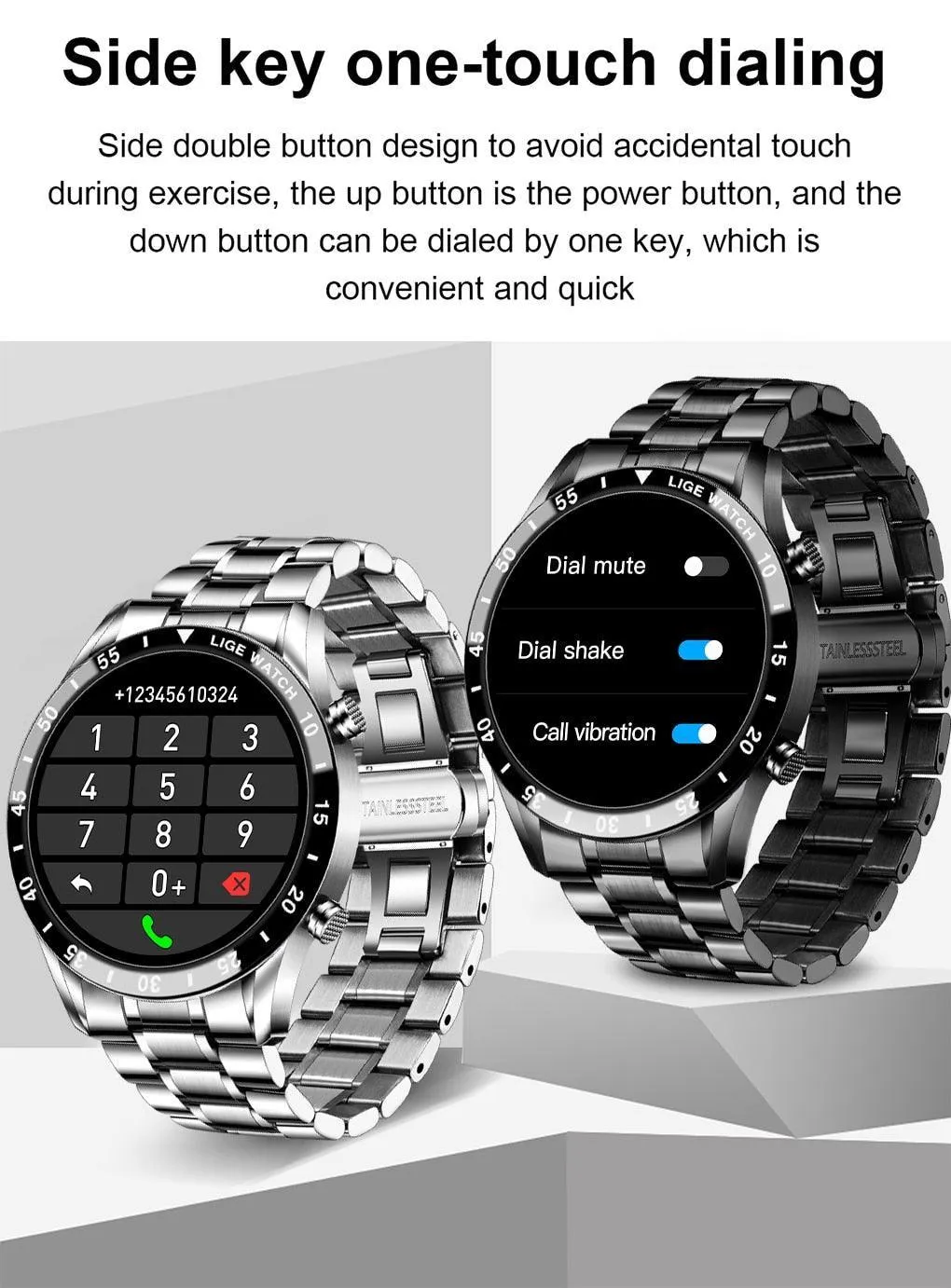 NEW MENS WATCHES - Full circle touch screen steel Band luxury Bluetooth call Sport Activity Smart watch