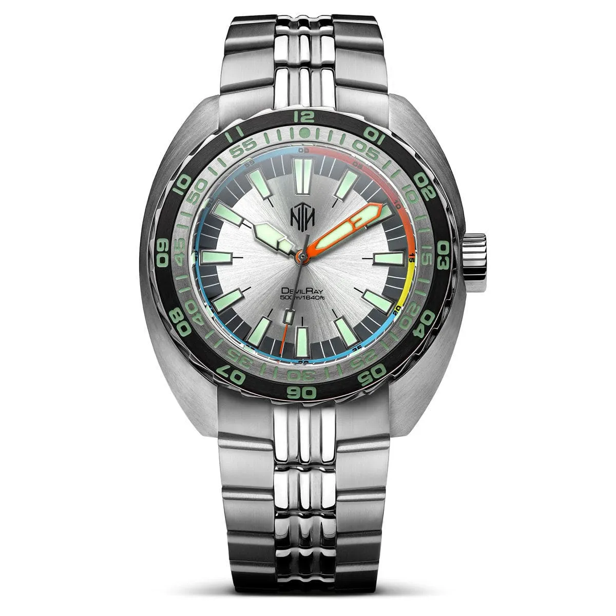 NTH DevilRay Automatic Dive Watch - No Date - Silver Sunburst
