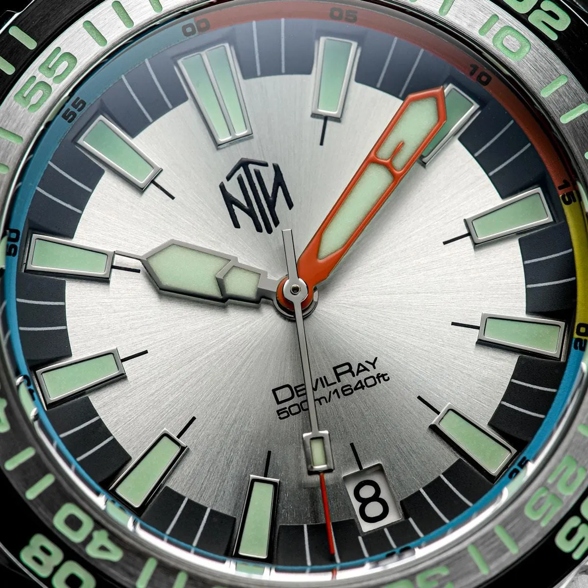 NTH DevilRay Automatic Dive Watch - No Date - Silver Sunburst