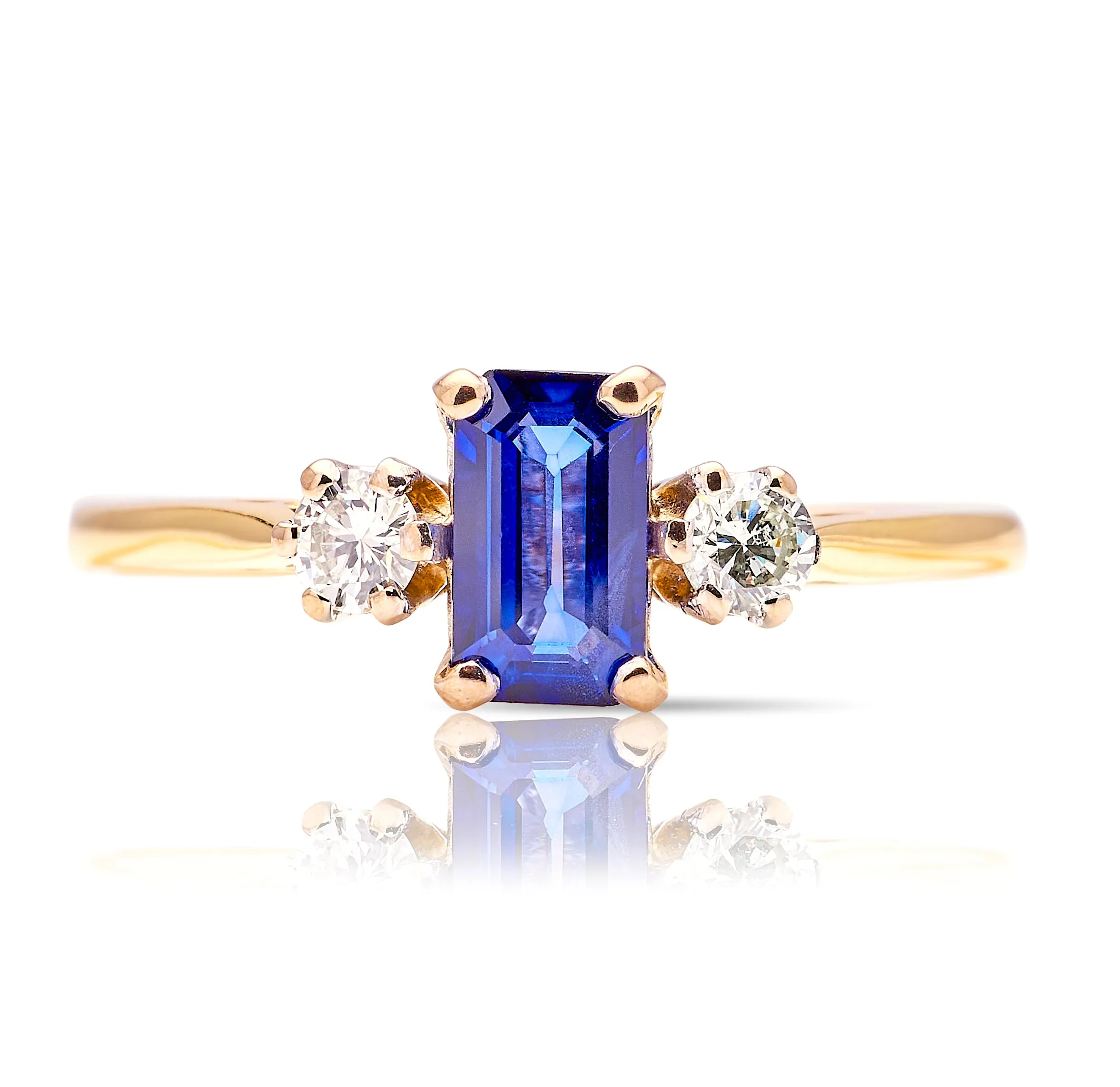 ON HOLD | Vintage, 1980s sapphire & diamond three-stone ring
