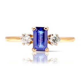 ON HOLD | Vintage, 1980s sapphire & diamond three-stone ring