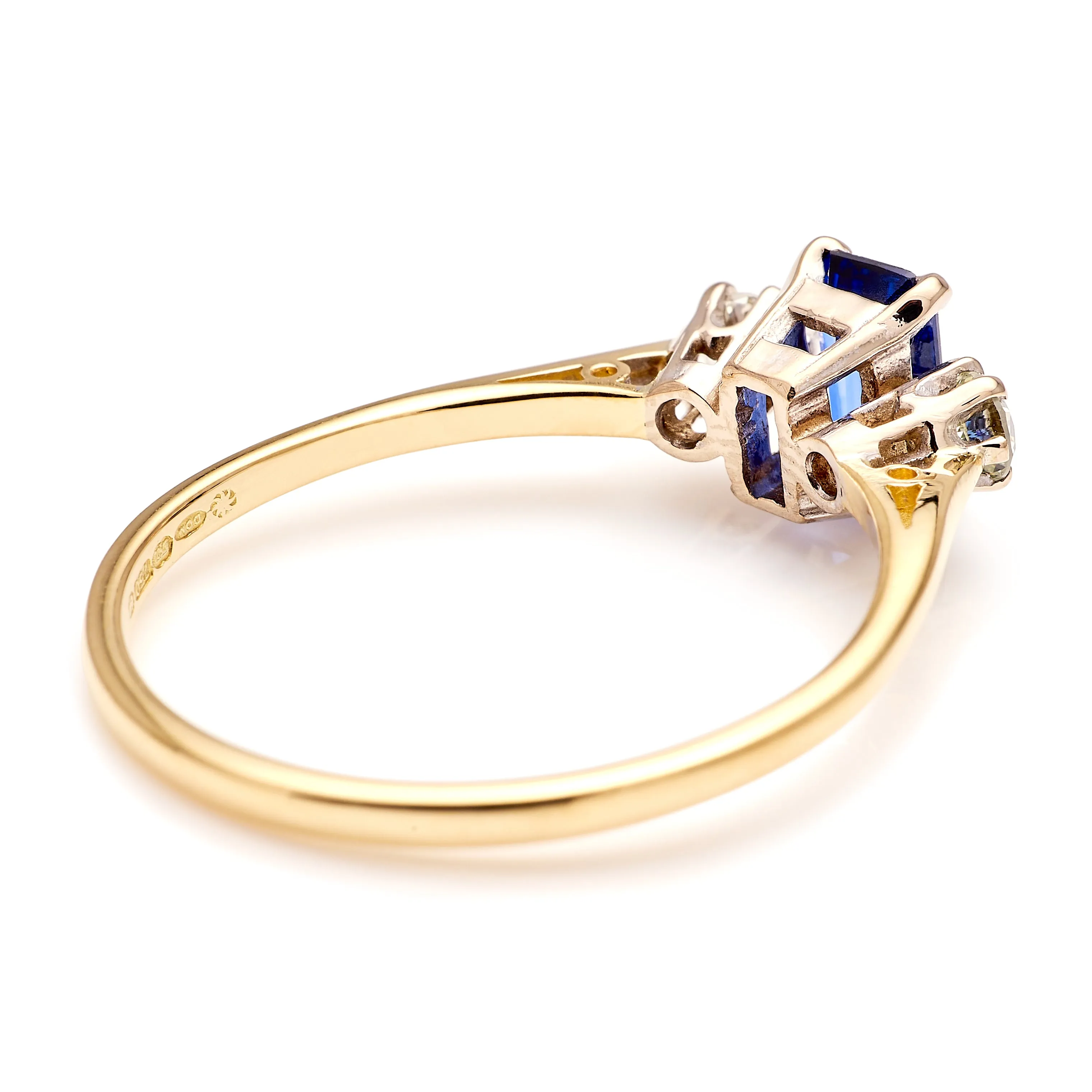 ON HOLD | Vintage, 1980s sapphire & diamond three-stone ring