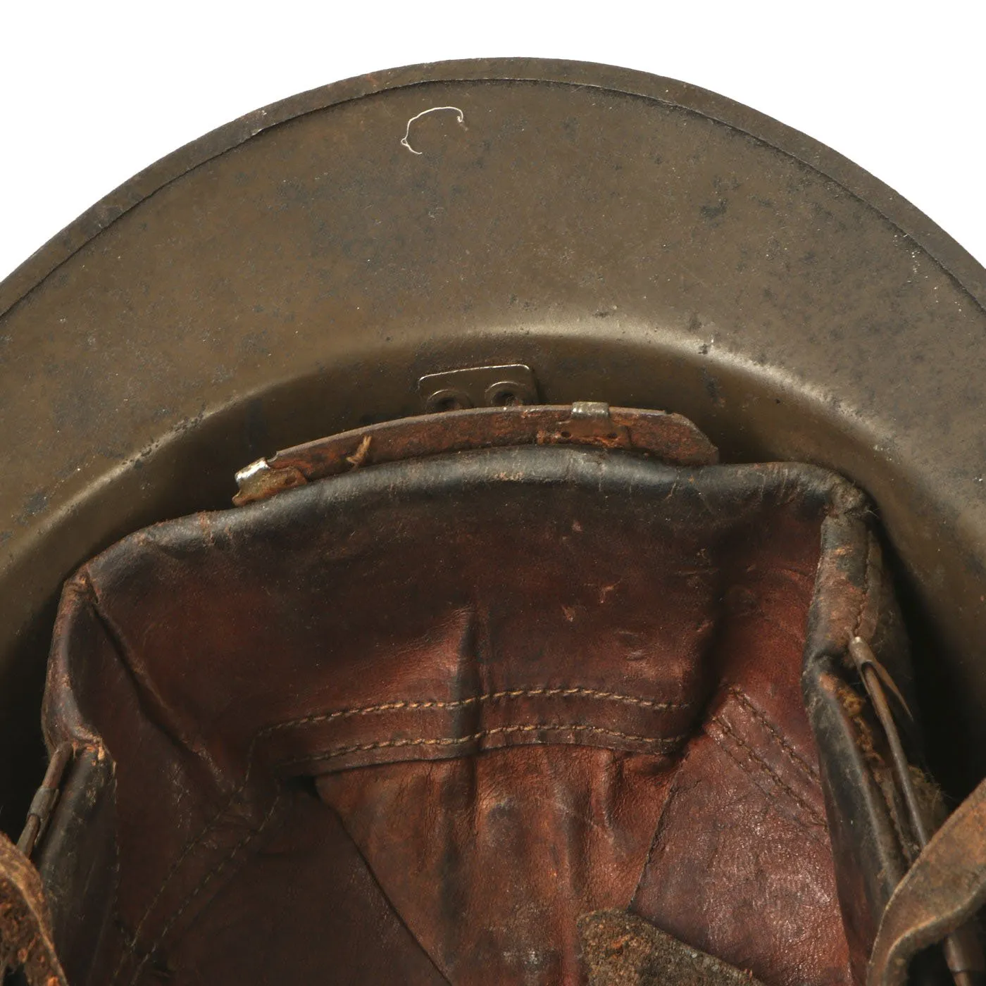 Original Belgian WWII Model 1926 Adrian Infantry Helmet with Lion Badge & Complete Liner