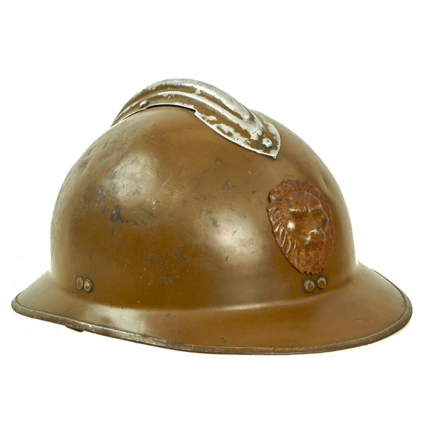 Original Belgian WWII Model 1926 Adrian Infantry Helmet with Lion Badge & Liner