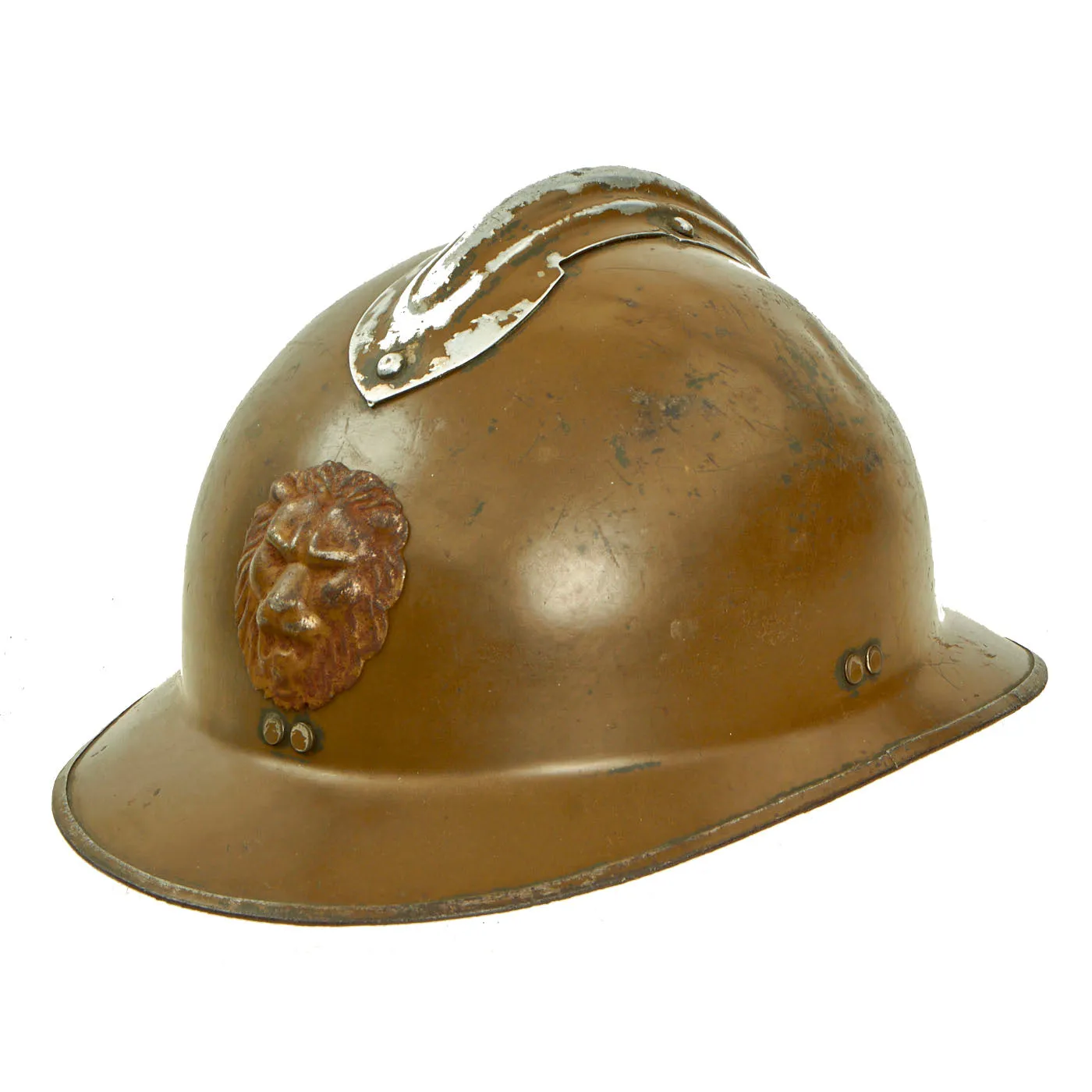 Original Belgian WWII Model 1926 Adrian Infantry Helmet with Lion Badge & Liner