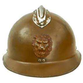 Original Belgian WWII Model 1926 Adrian Infantry Helmet with Lion Badge & Liner