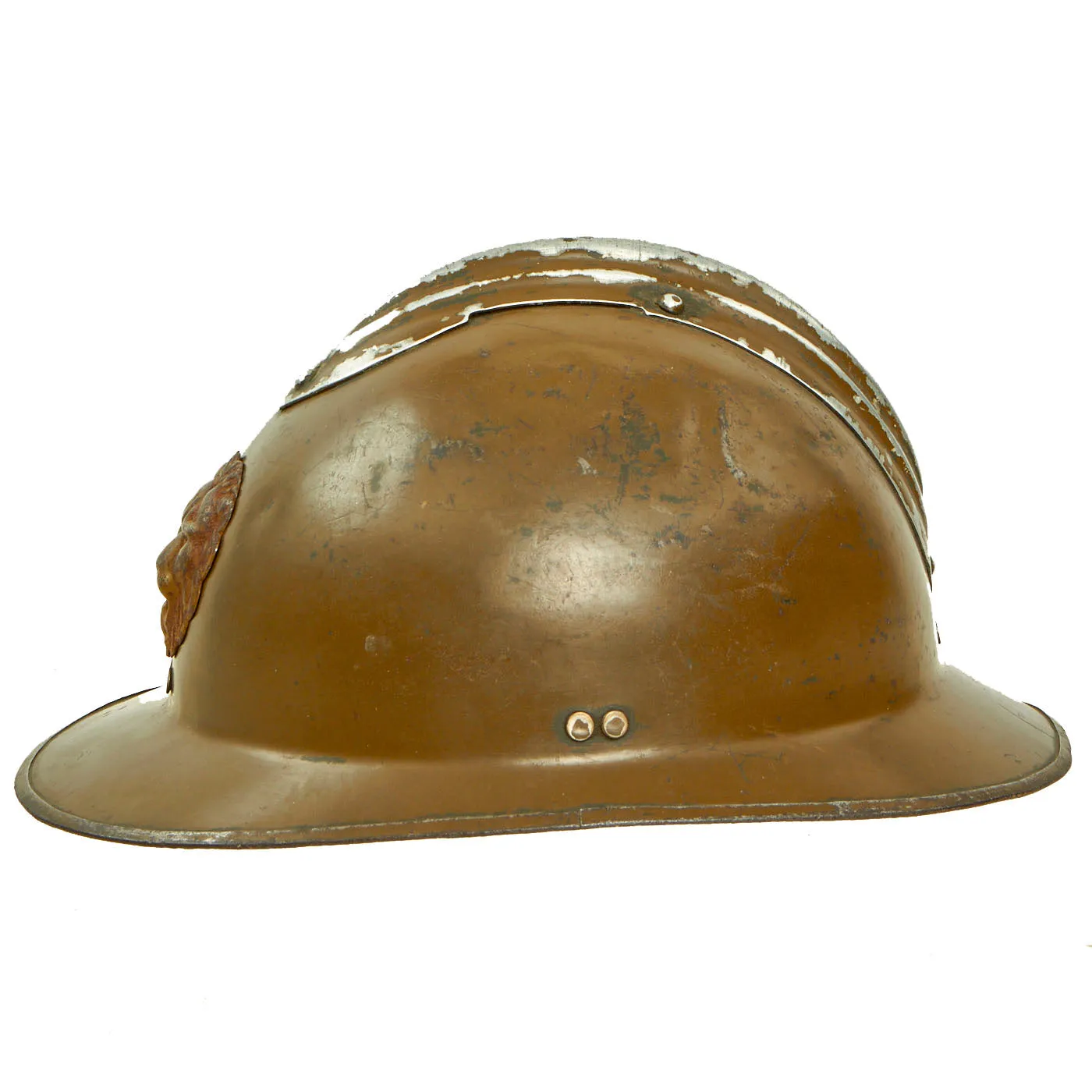 Original Belgian WWII Model 1926 Adrian Infantry Helmet with Lion Badge & Liner