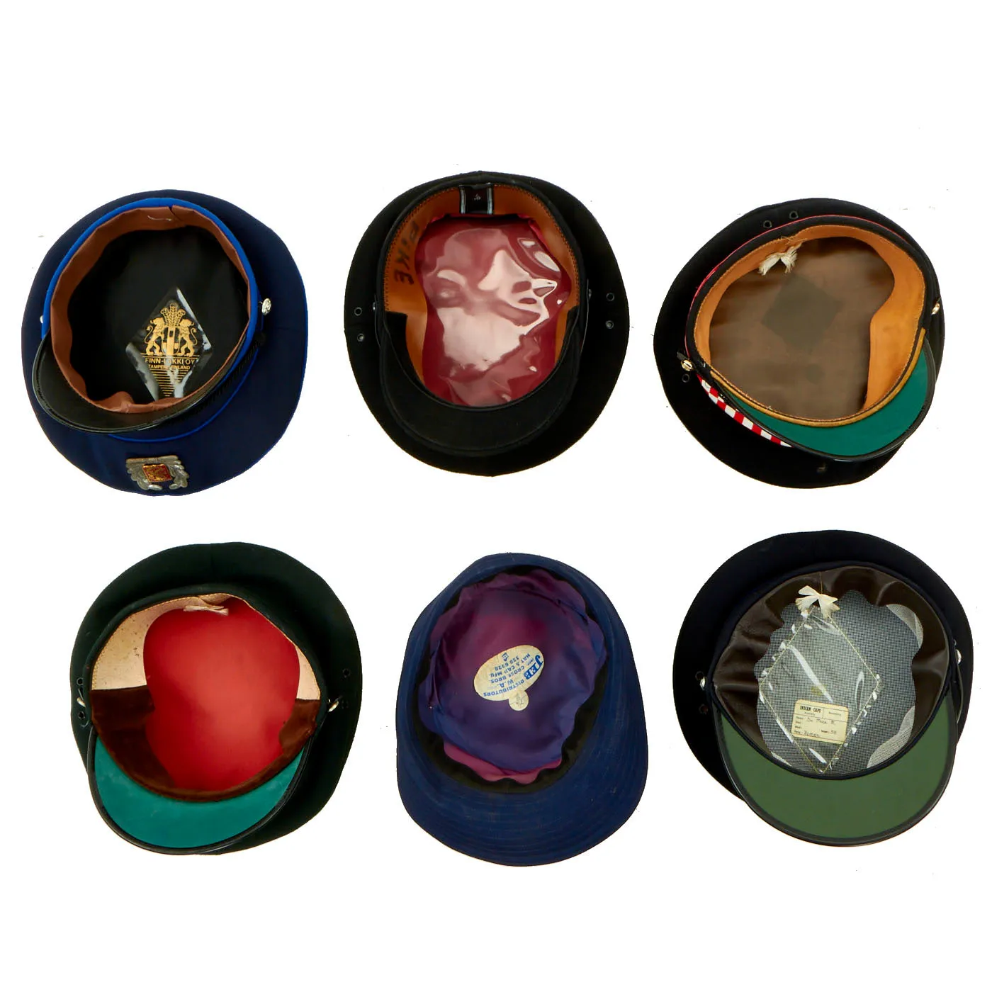 Original British & Commonwealth Countries Police and Fire Visor Lot - Formerly Part the Tower of London Yeoman Warders Club Collection - 6 Items