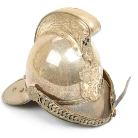 Original British Fire Brigade Silvered Merryweather Officer Helmet