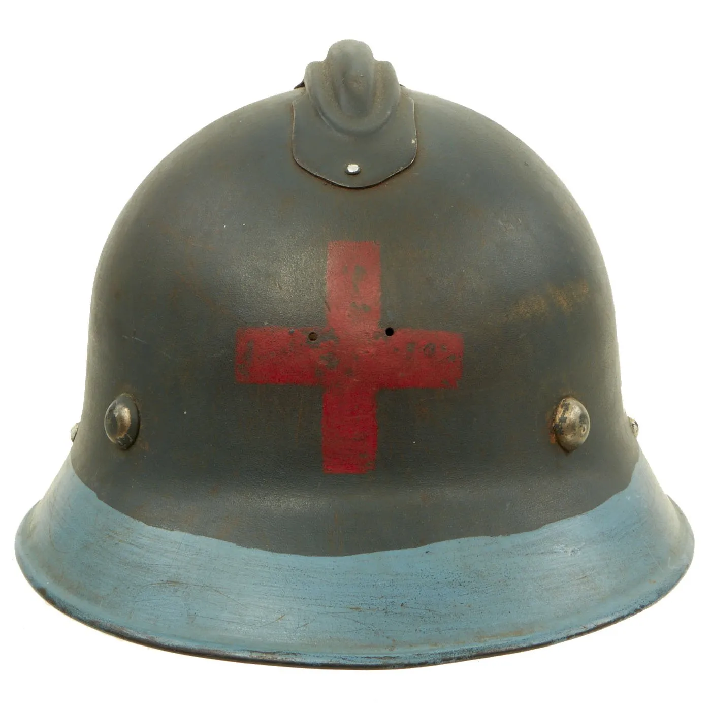 Original Czech Pre-WWII Vz29 Model 1929 Fire Service Steel Helmet-Used as Medic Helmet
