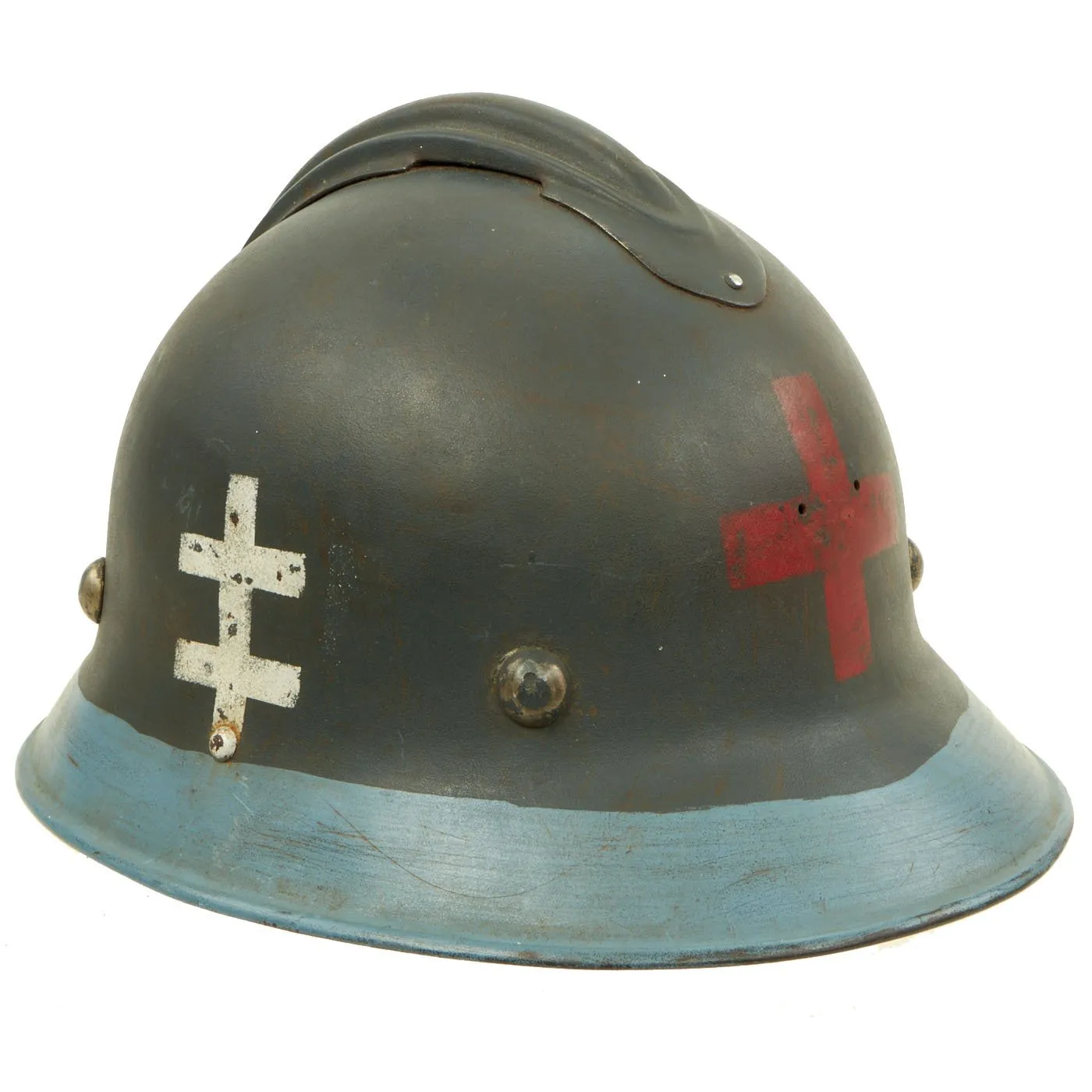 Original Czech Pre-WWII Vz29 Model 1929 Fire Service Steel Helmet-Used as Medic Helmet