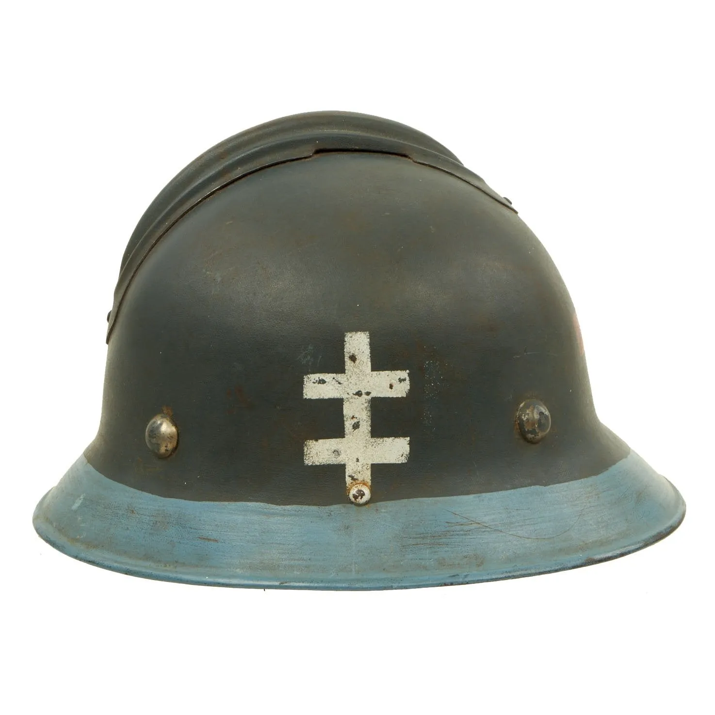 Original Czech Pre-WWII Vz29 Model 1929 Fire Service Steel Helmet-Used as Medic Helmet