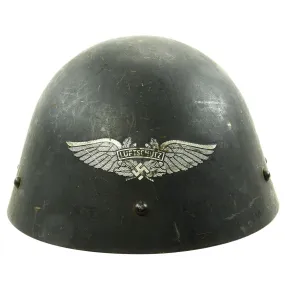 Original Czechoslovakian WWII Vz32 / M32 "Egg-Shell" Helmet Reissued for German Luftschutz - Dated 1935