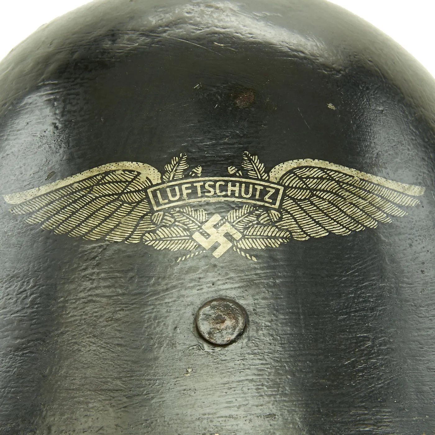 Original Czechoslovakian WWII Vz32 / M32 "Egg-Shell" Helmet Reissued for German Luftschutz Use