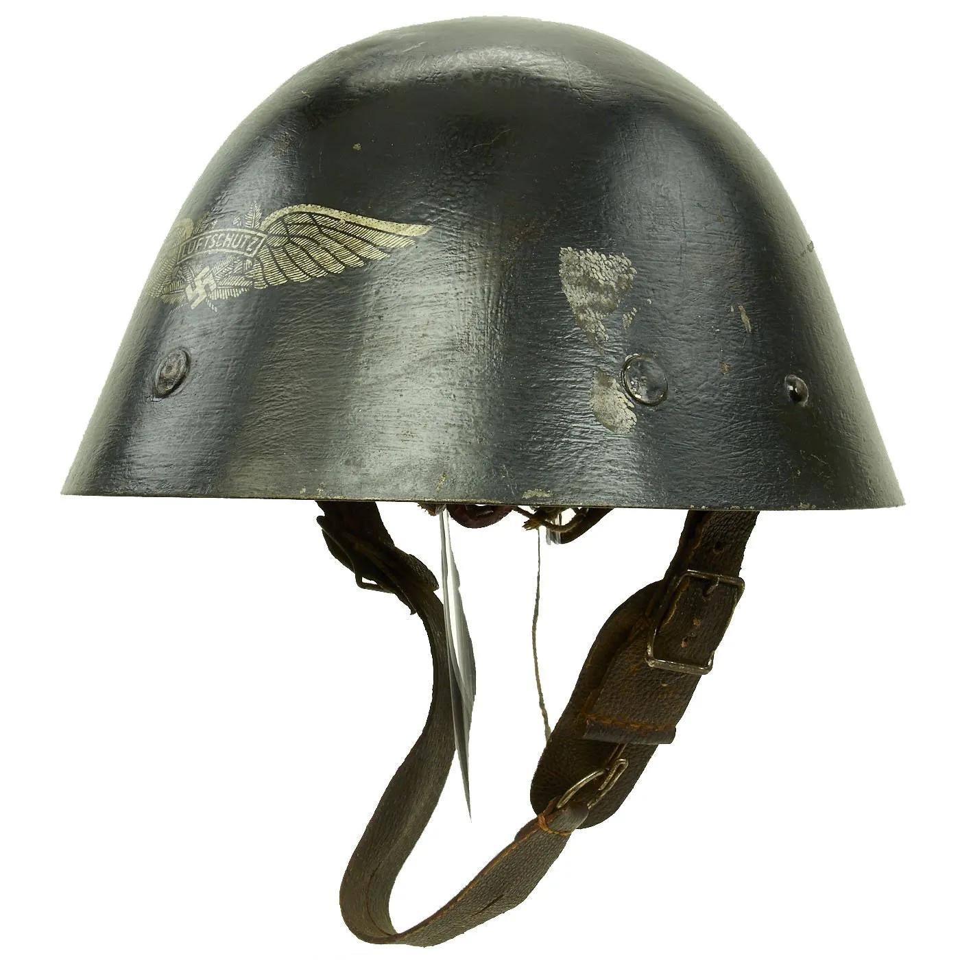 Original Czechoslovakian WWII Vz32 / M32 "Egg-Shell" Helmet Reissued for German Luftschutz Use