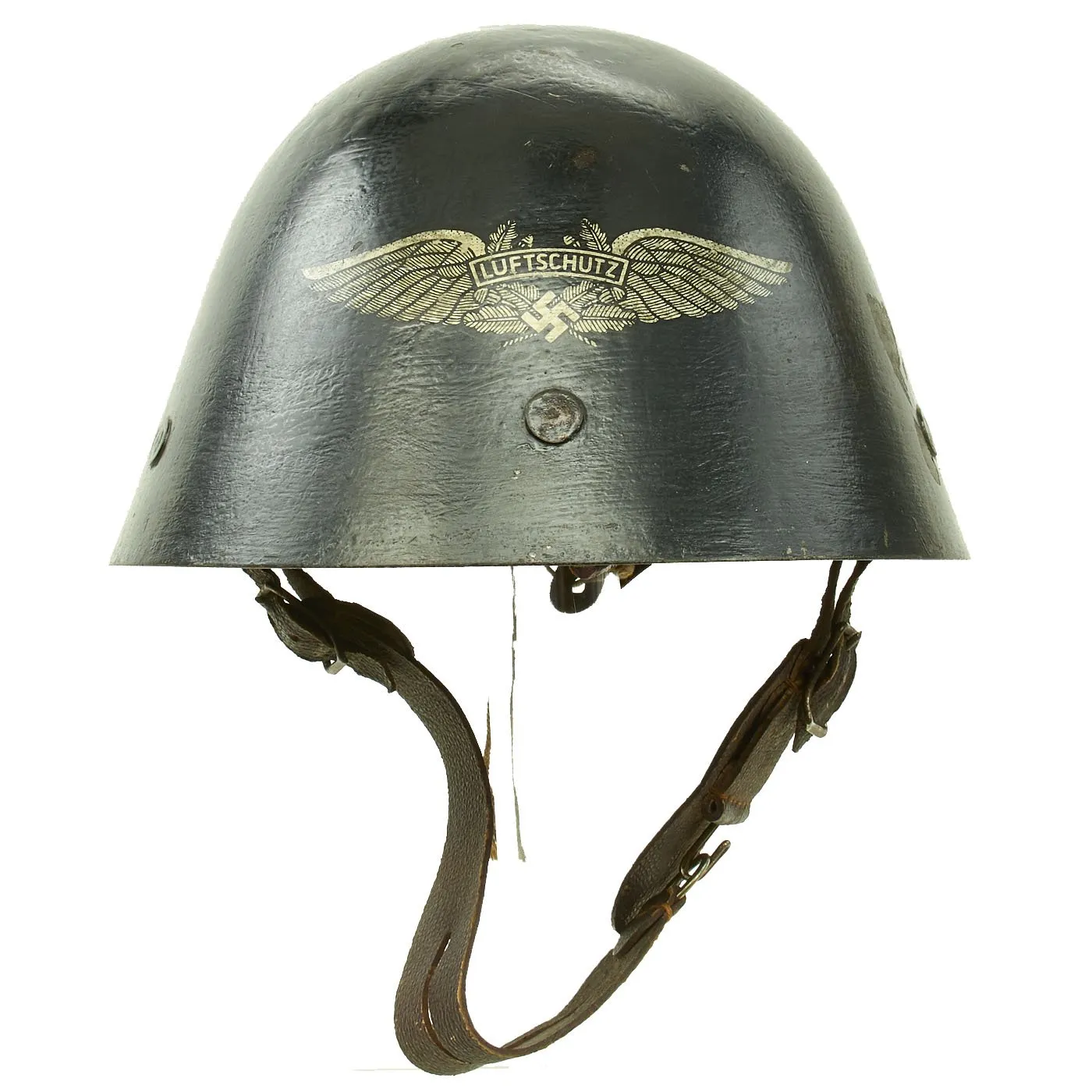 Original Czechoslovakian WWII Vz32 / M32 "Egg-Shell" Helmet Reissued for German Luftschutz Use