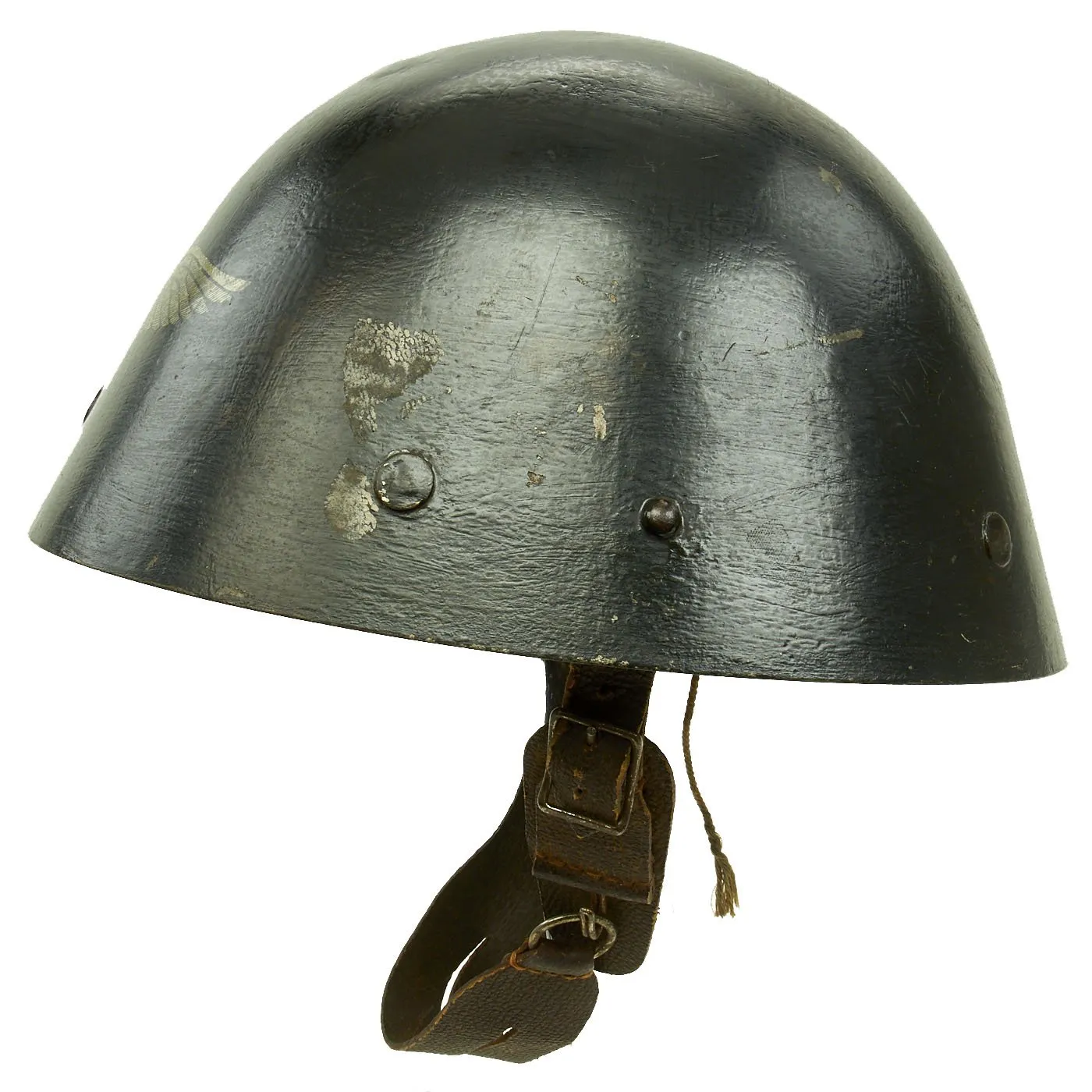 Original Czechoslovakian WWII Vz32 / M32 "Egg-Shell" Helmet Reissued for German Luftschutz Use