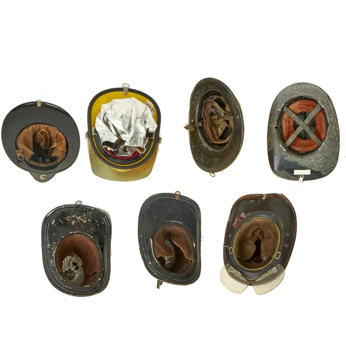Original Fire Fighter Helmet Lot - Set of 7